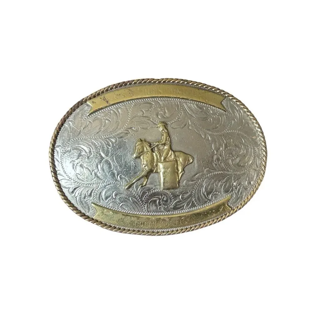 Montana Silversmiths 1983 High Point Barrel Racing Belt Buckle Vintage